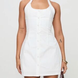 Princess Polly Mallorie Halter Mini Dress White